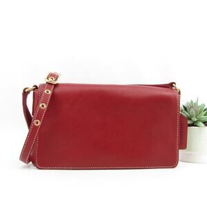 Vintage Coach Red Leather Shoulder/ Crossbody Bag - 9599